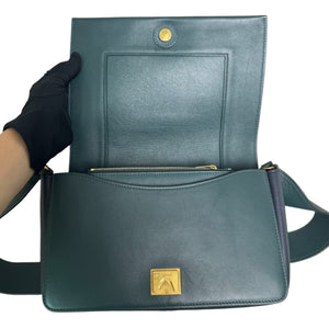 Frame Amazone Medium Shoulder Calfskin Navy Green GHW