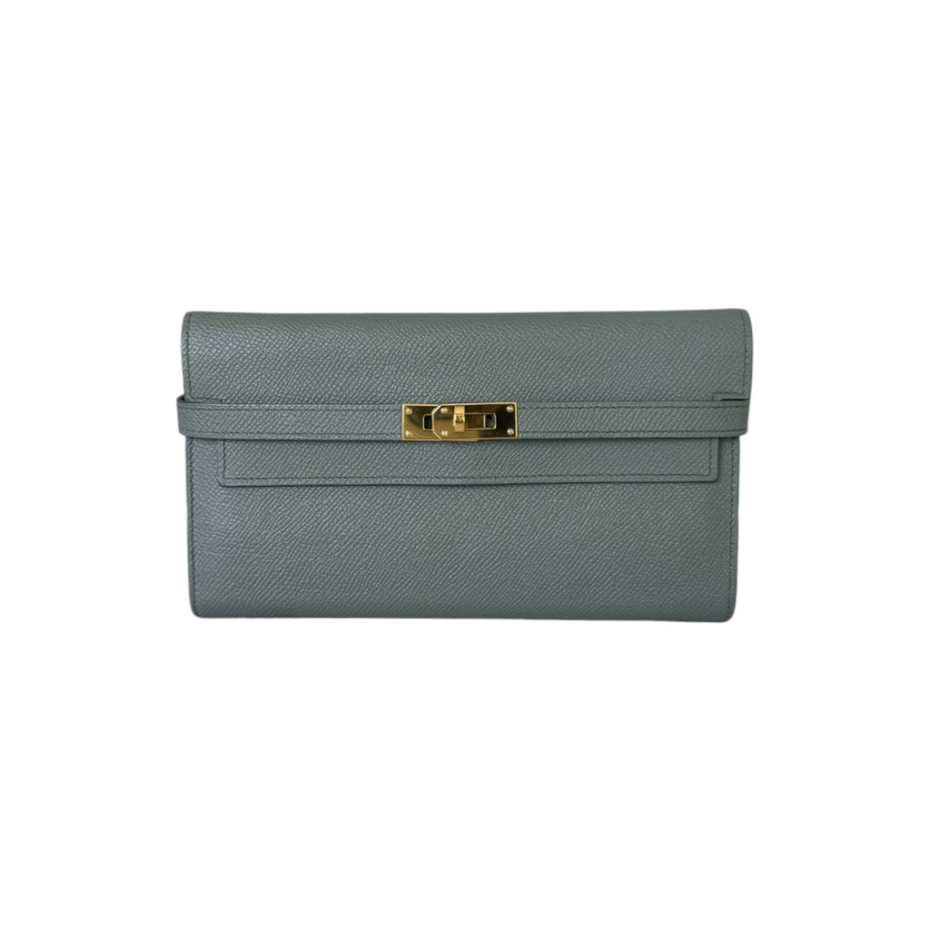 Kelly Long Wallet Epsom Leather Grey GHW