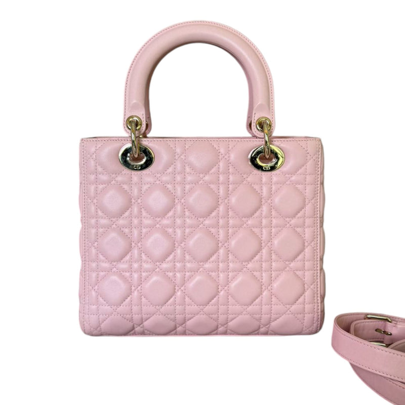 Lady Dior Medium Shoulder Lambskin Light Pink GHW