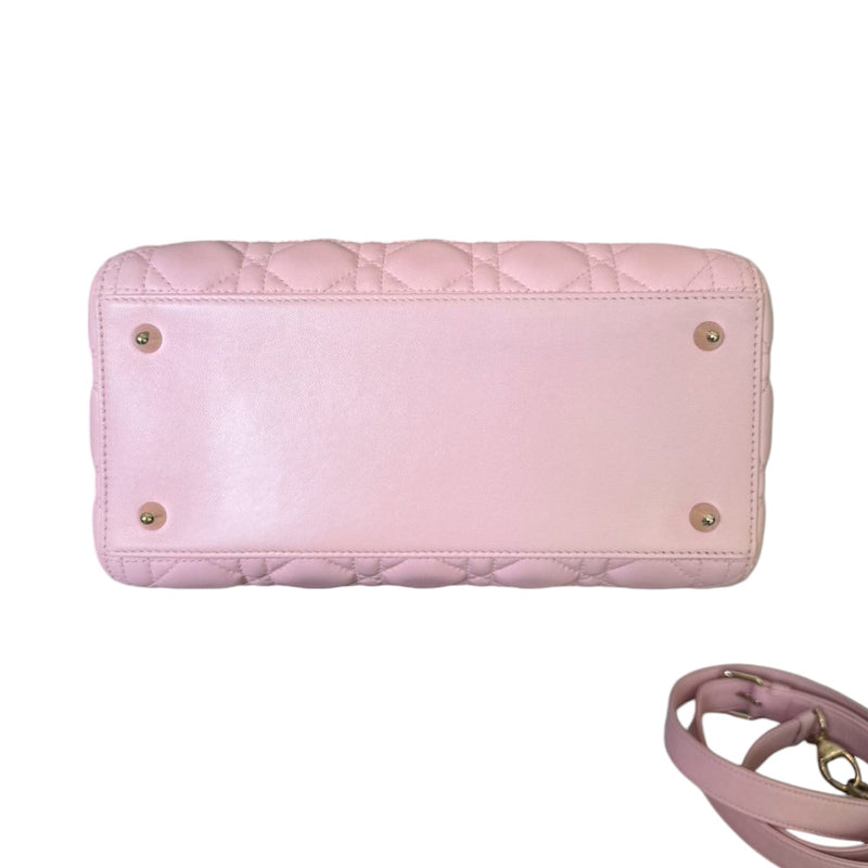 Lady Dior Medium Shoulder Lambskin Light Pink GHW