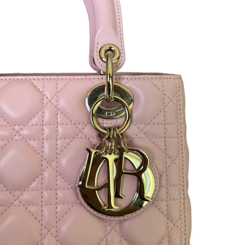 Lady Dior Medium Shoulder Lambskin Light Pink GHW