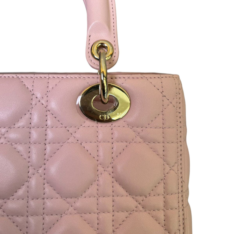 Lady Dior Medium Shoulder Lambskin Light Pink GHW