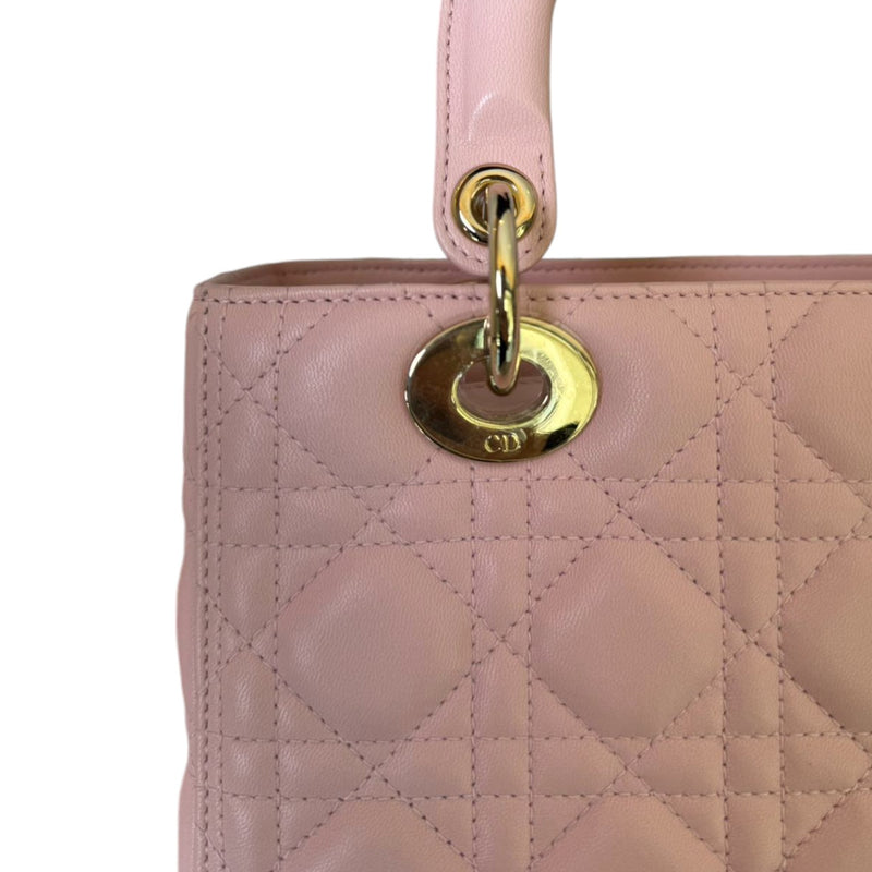 Lady Dior Medium Shoulder Lambskin Light Pink GHW