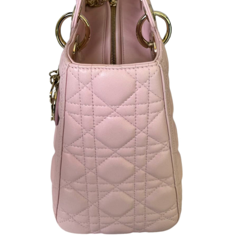 Lady Dior Medium Shoulder Lambskin Light Pink GHW