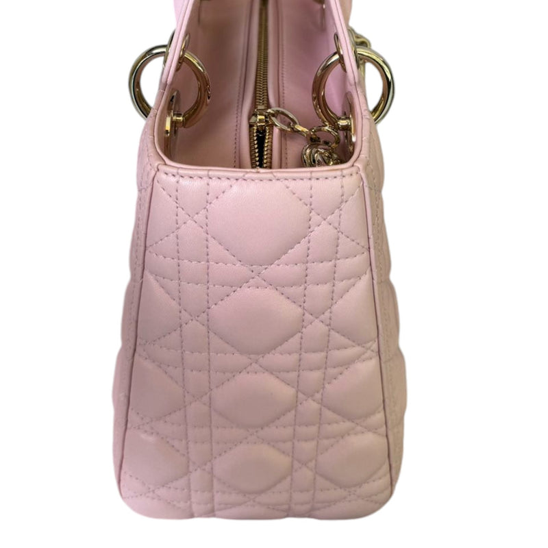 Lady Dior Medium Shoulder Lambskin Light Pink GHW