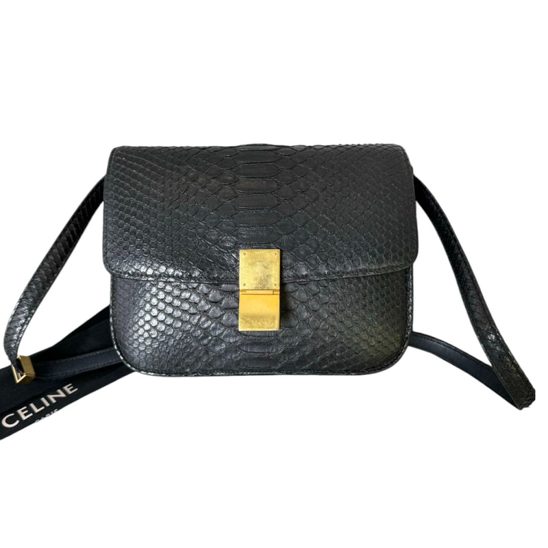 Classic Box Flap Medium Python Black GHW