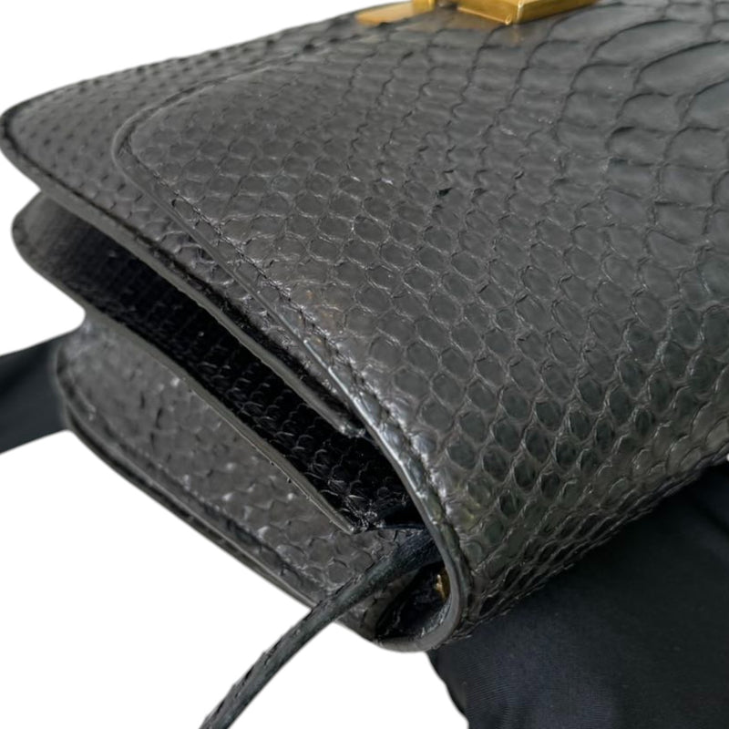 Classic Box Flap Medium Python Black GHW