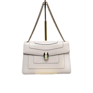 Serpenti Forever Shoulder Calfskin Quilted White GHW