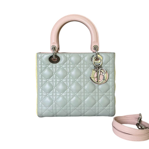 Medium Lady Dior Lambskin Quilted Grey GHW