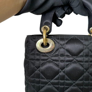 Lady Dior Mini Satin Swarovski Crystal Cannage Black GHW