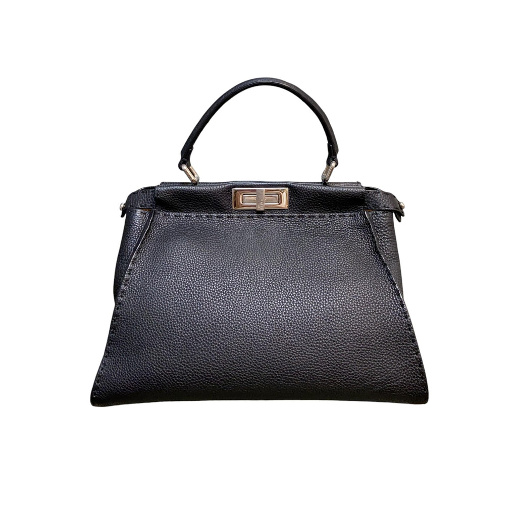 Peekaboo Iconic Satchel Peekaboo Medium Grained Calfskin Black SHW