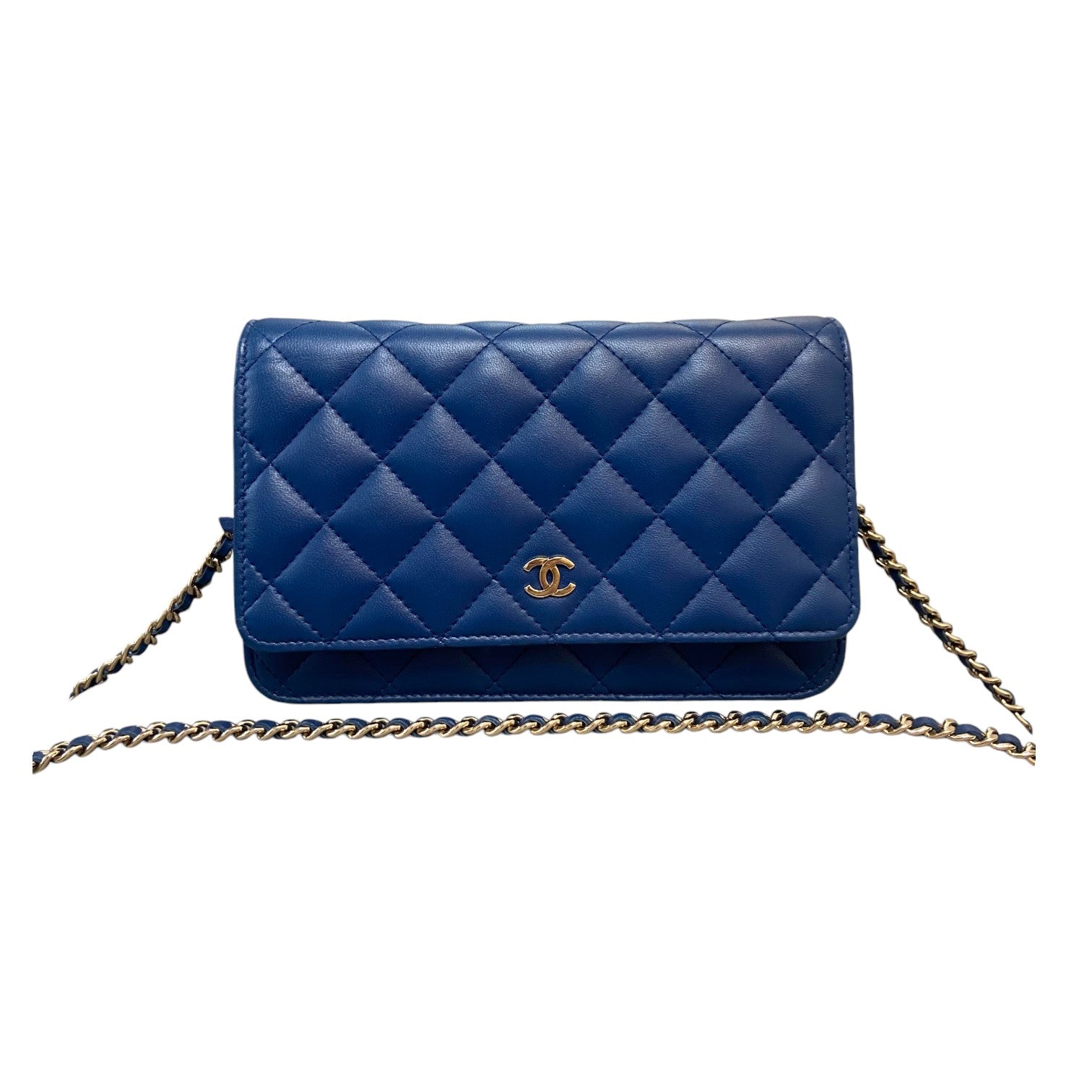 Chanel Wallet On Chain WOC Lambskin Quilted Blue GHW Bag Religion