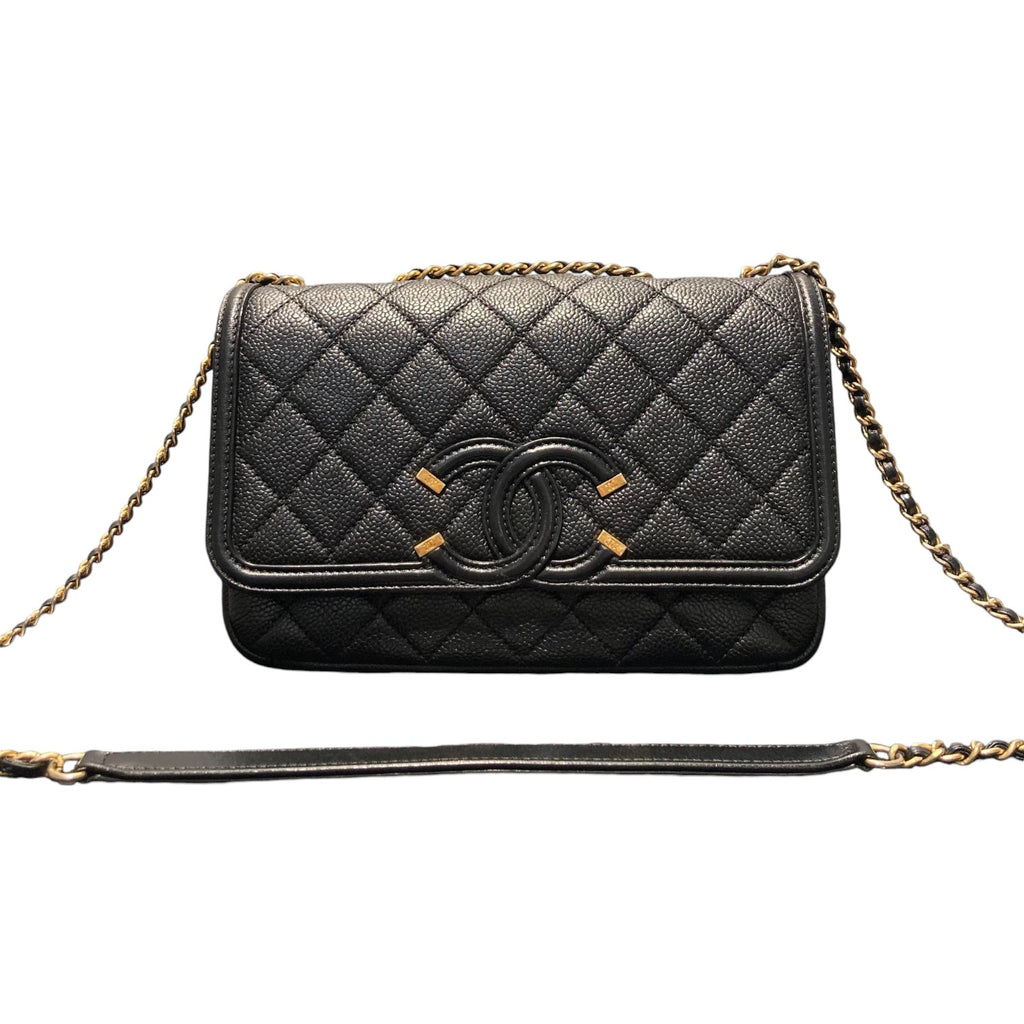 CC Filigree Flap Small Caviar Quilted Black GHW