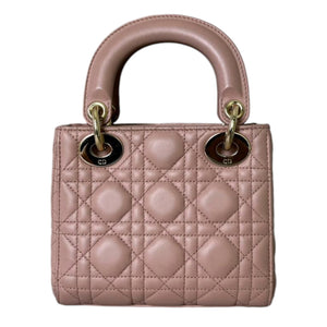 Lady Dior Mini Lambskin Cannage Beige GHW