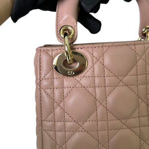 Lady Dior Mini Lambskin Cannage Beige GHW