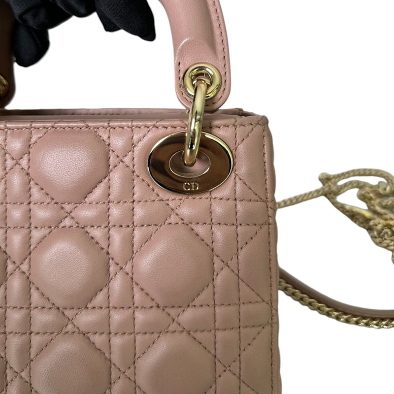 Lady Dior Mini Lambskin Cannage Beige GHW