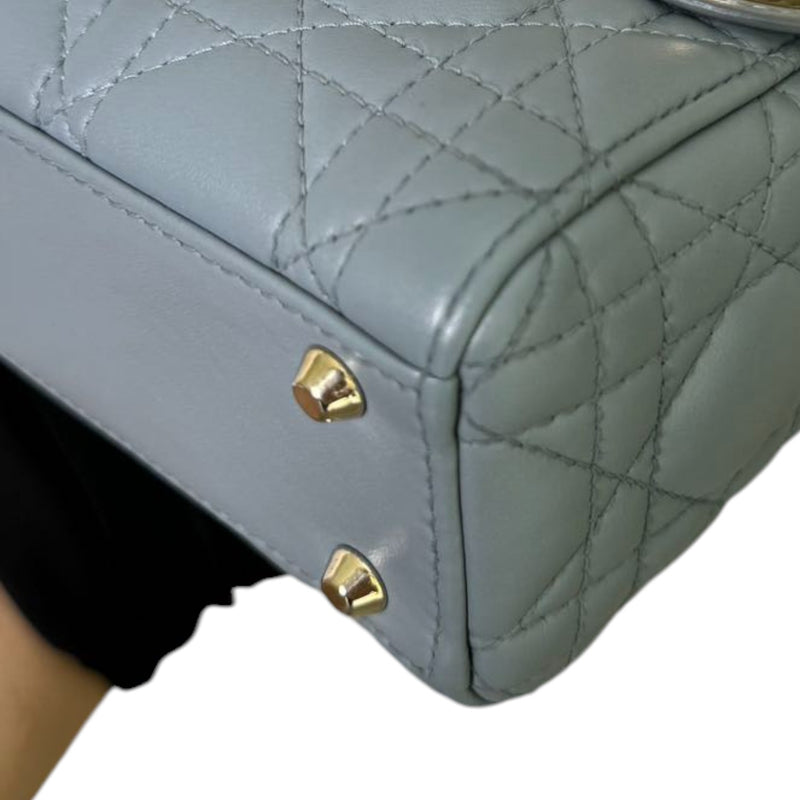 Lady Dior Mini Lambskin Quilted Grey GHW