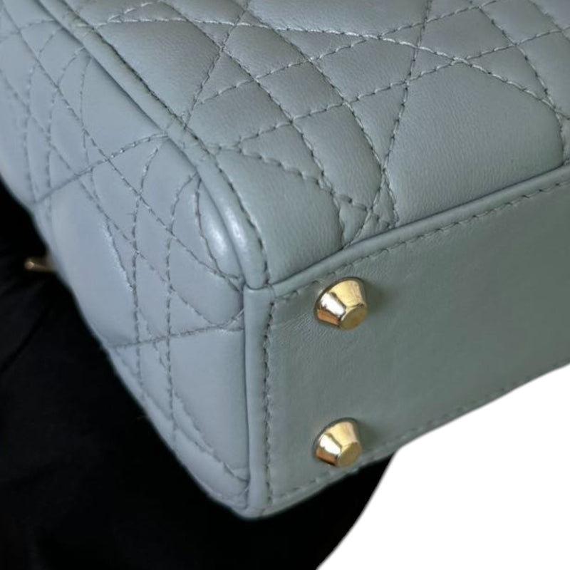 Lady Dior Mini Lambskin Quilted Grey GHW