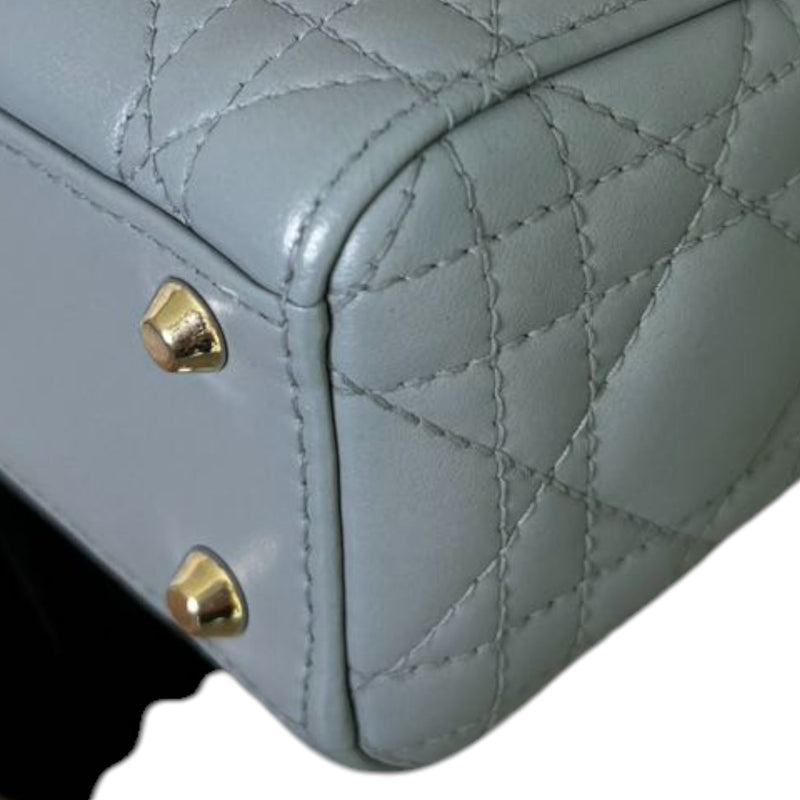 Lady Dior Mini Lambskin Quilted Grey GHW