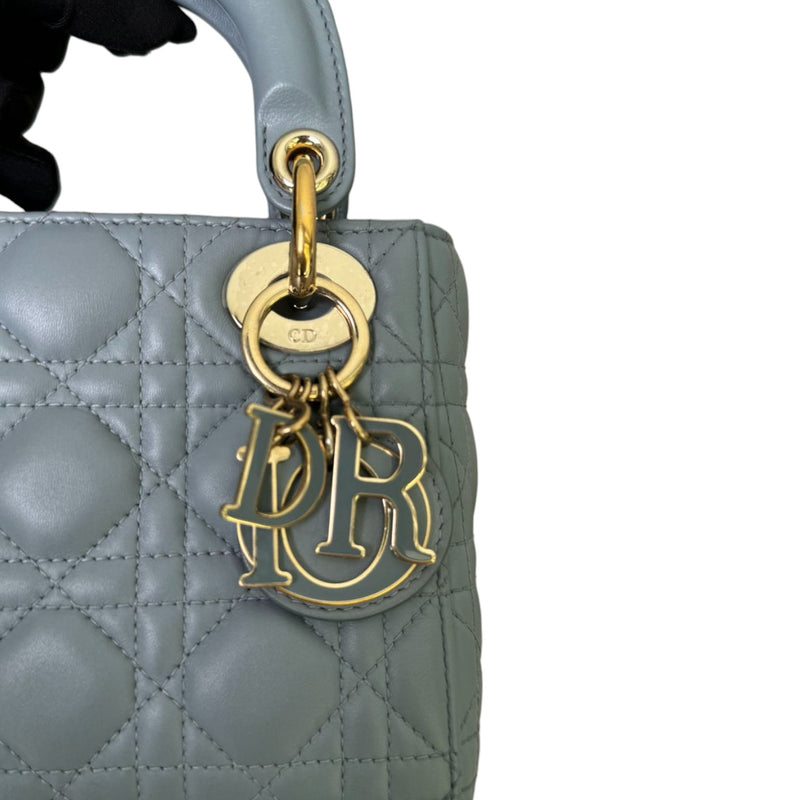 Lady Dior Mini Lambskin Quilted Grey GHW