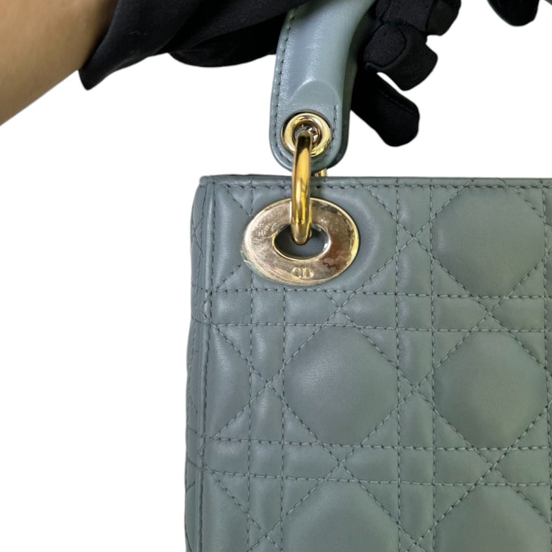 Lady Dior Mini Lambskin Quilted Grey GHW