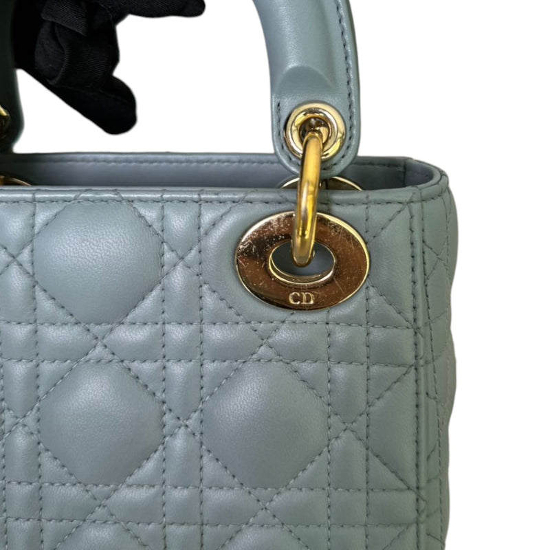 Lady Dior Mini Lambskin Quilted Grey GHW