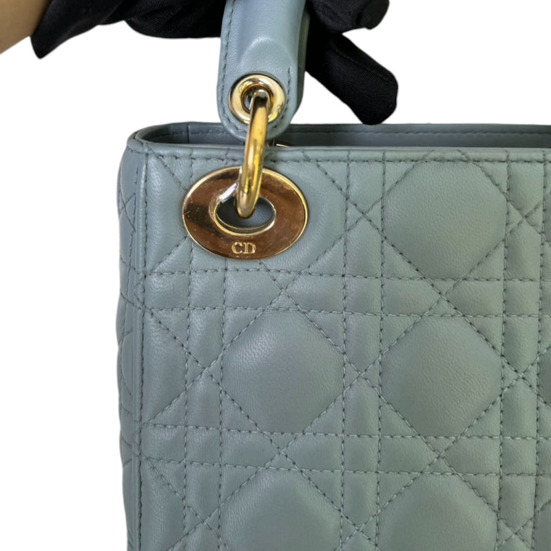 Lady Dior Mini Lambskin Quilted Grey GHW