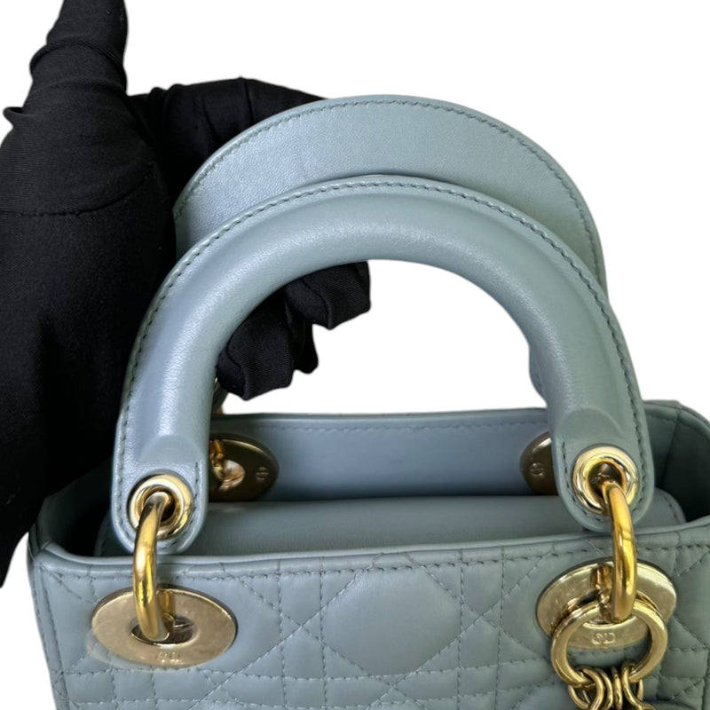 Lady Dior Mini Lambskin Quilted Grey GHW