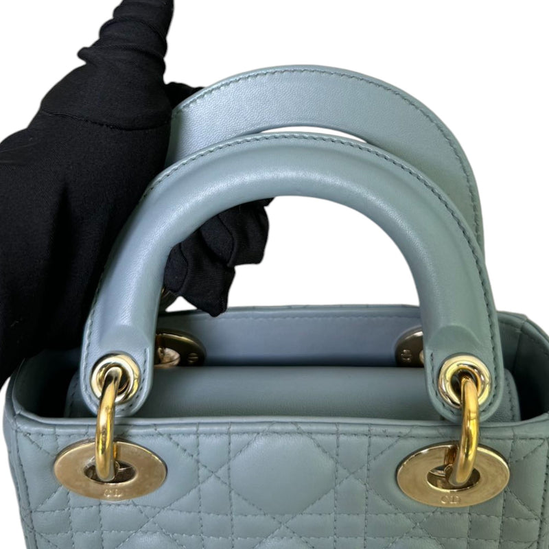 Lady Dior Mini Lambskin Quilted Grey GHW