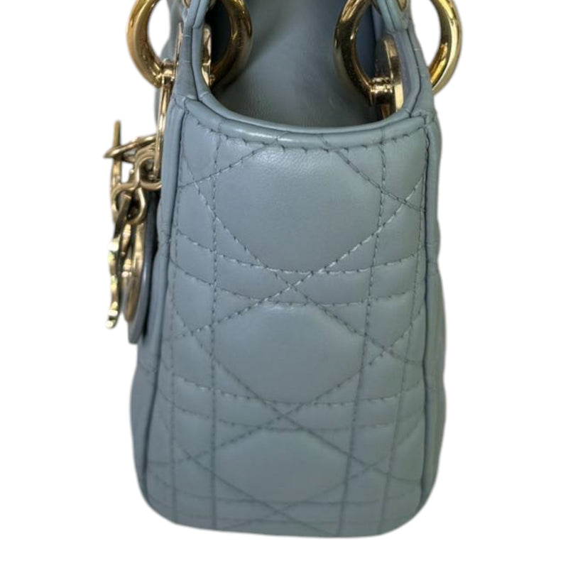 Lady Dior Mini Lambskin Quilted Grey GHW