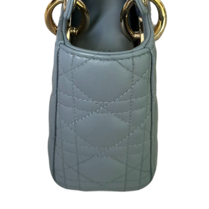 Lady Dior Mini Lambskin Quilted Grey GHW