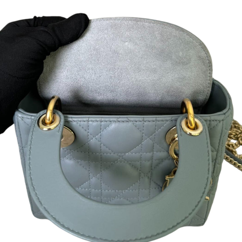 Lady Dior Mini Lambskin Quilted Grey GHW