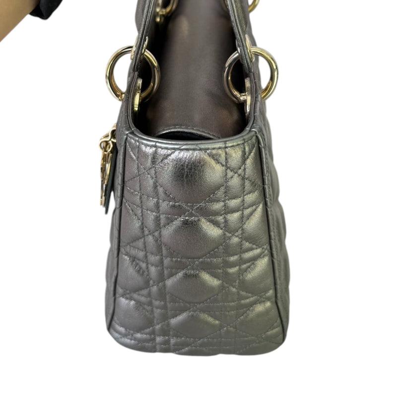 Lady Dior Medium Lambskin Metallic Grey GHW