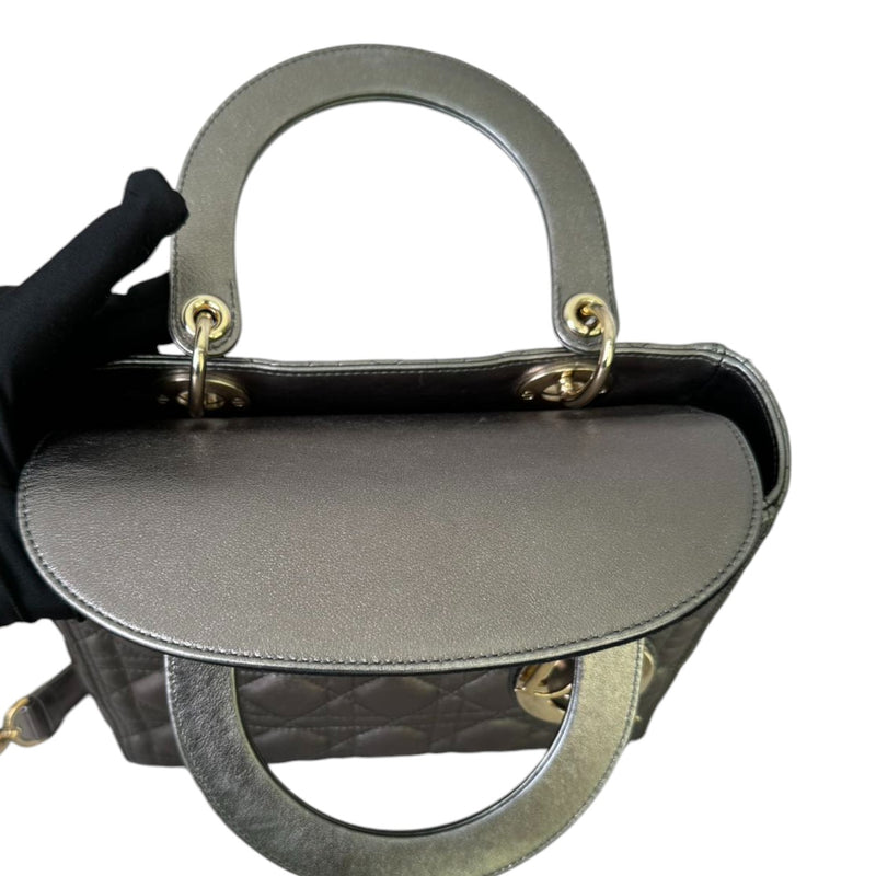 Lady Dior Medium Lambskin Metallic Grey GHW