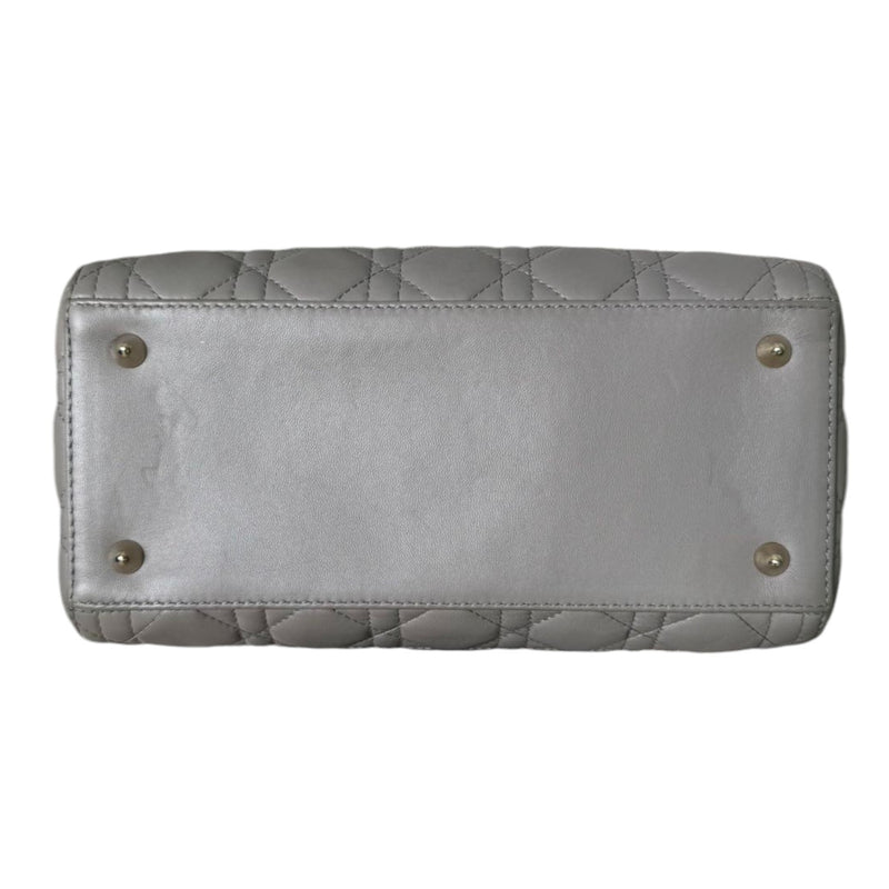 Medium Lady Dior Lambskin Quilted Grey GHW