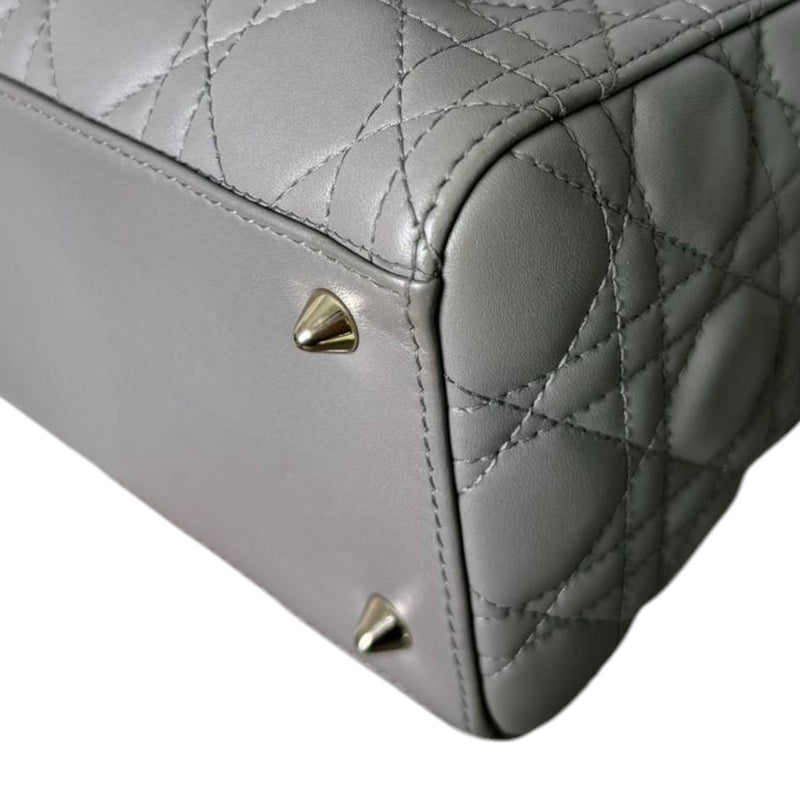 Medium Lady Dior Lambskin Quilted Grey GHW