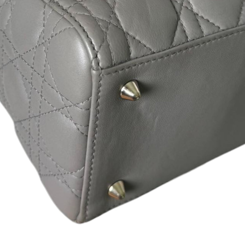 Medium Lady Dior Lambskin Quilted Grey GHW