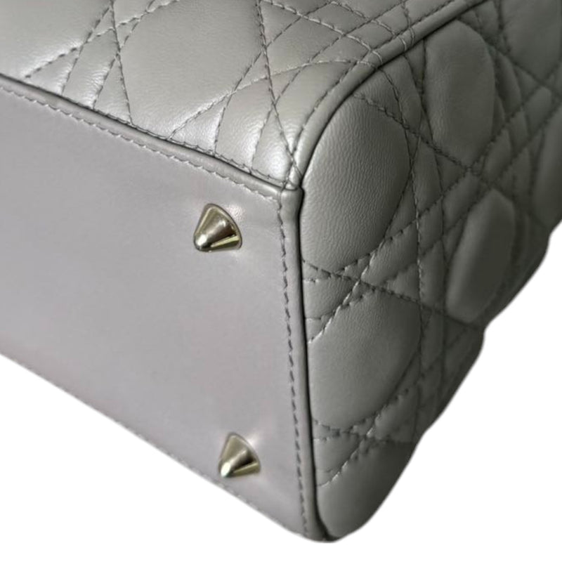 Medium Lady Dior Lambskin Quilted Grey GHW