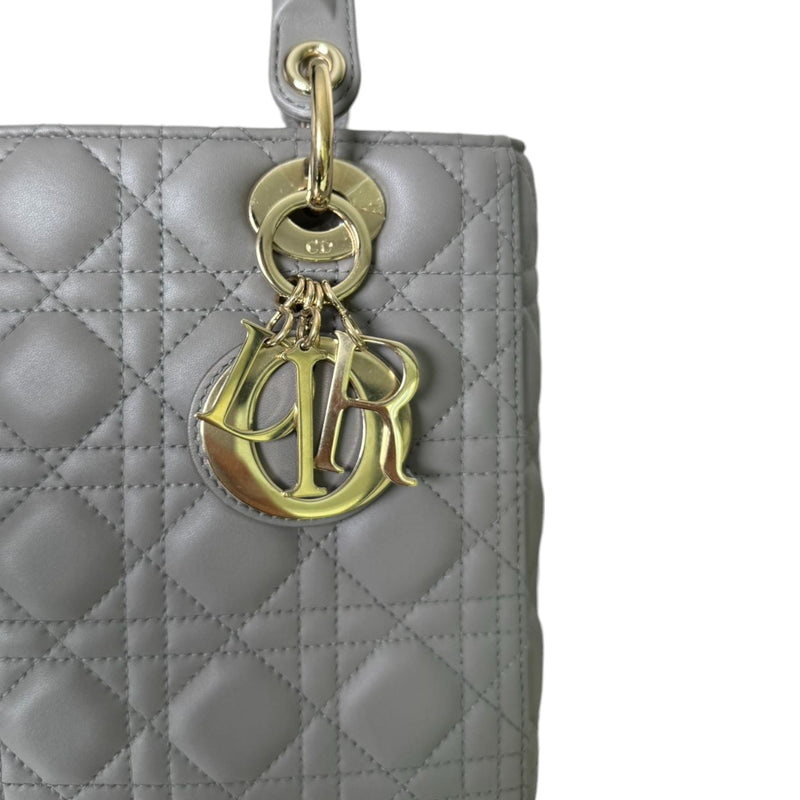 Medium Lady Dior Lambskin Quilted Grey GHW