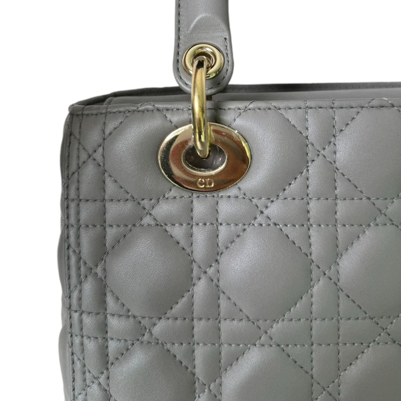 Medium Lady Dior Lambskin Quilted Grey GHW