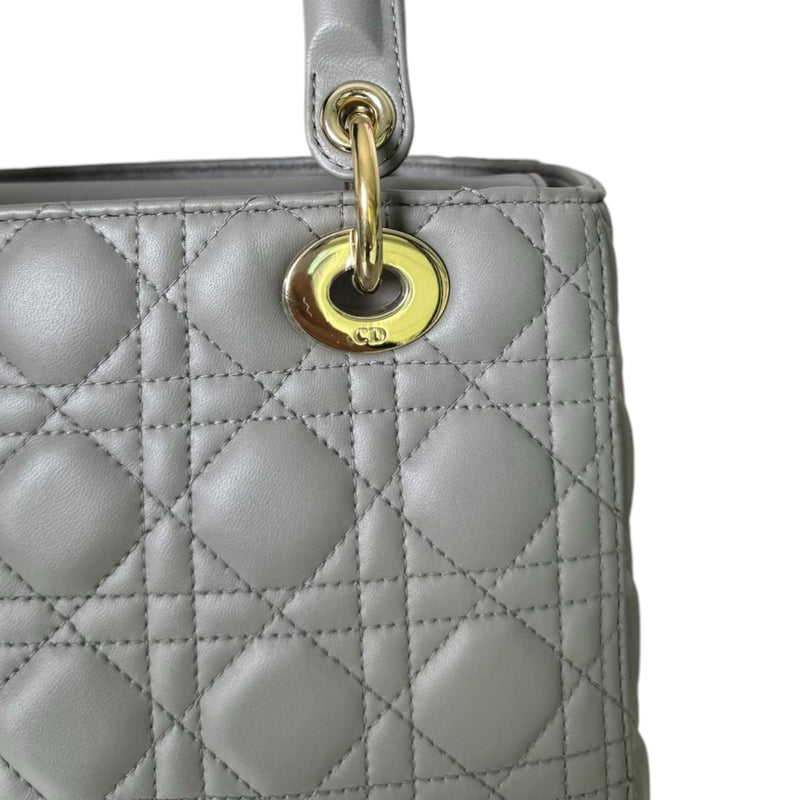 Medium Lady Dior Lambskin Quilted Grey GHW