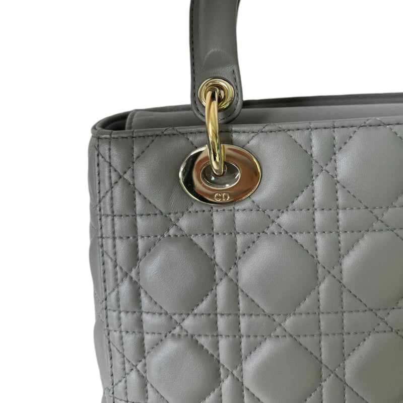 Medium Lady Dior Lambskin Quilted Grey GHW