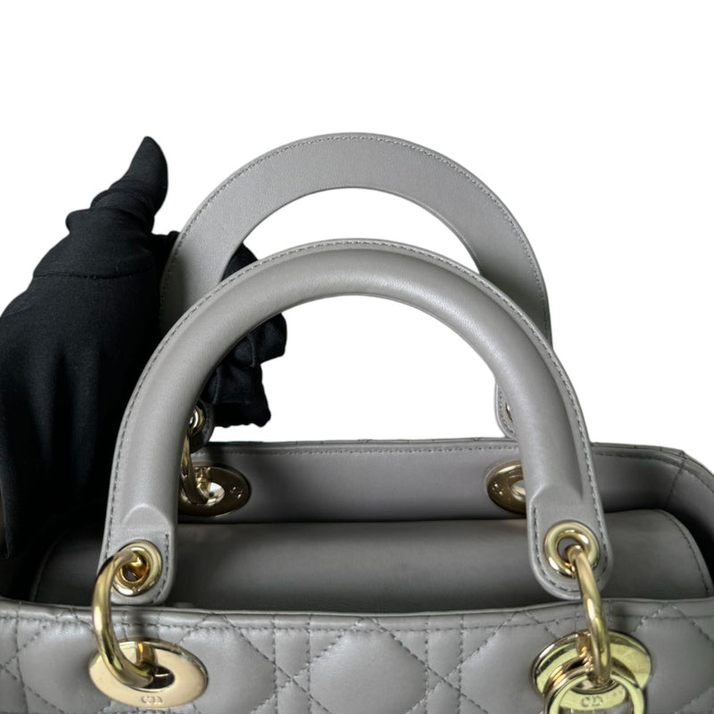 Medium Lady Dior Lambskin Quilted Grey GHW