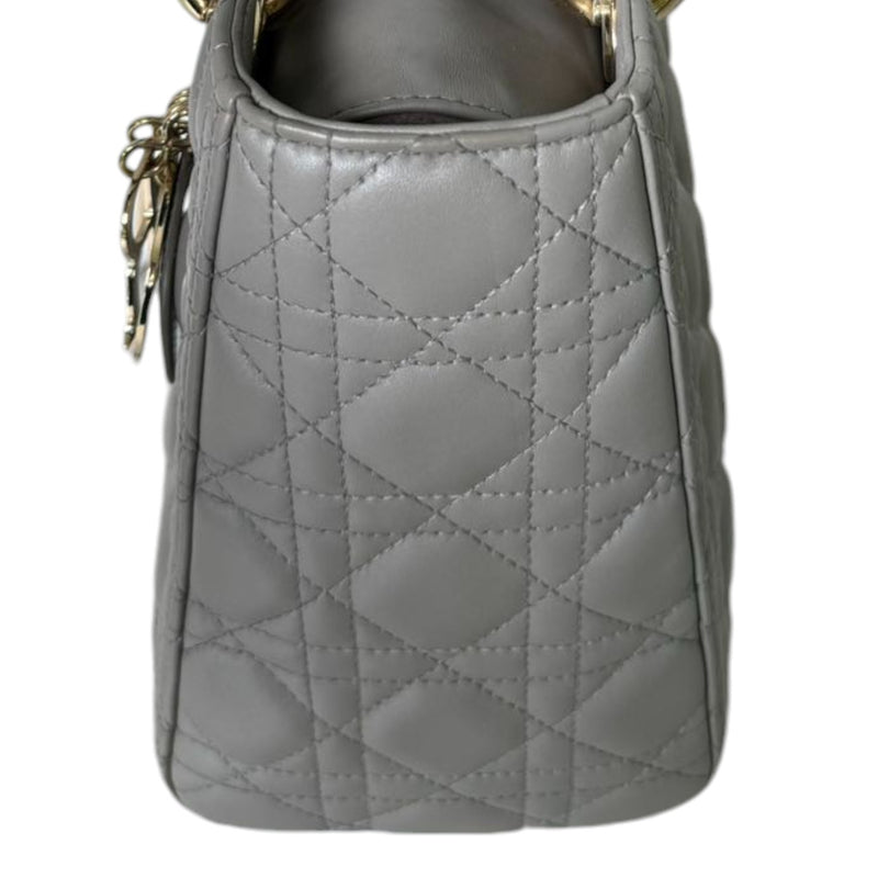 Medium Lady Dior Lambskin Quilted Grey GHW