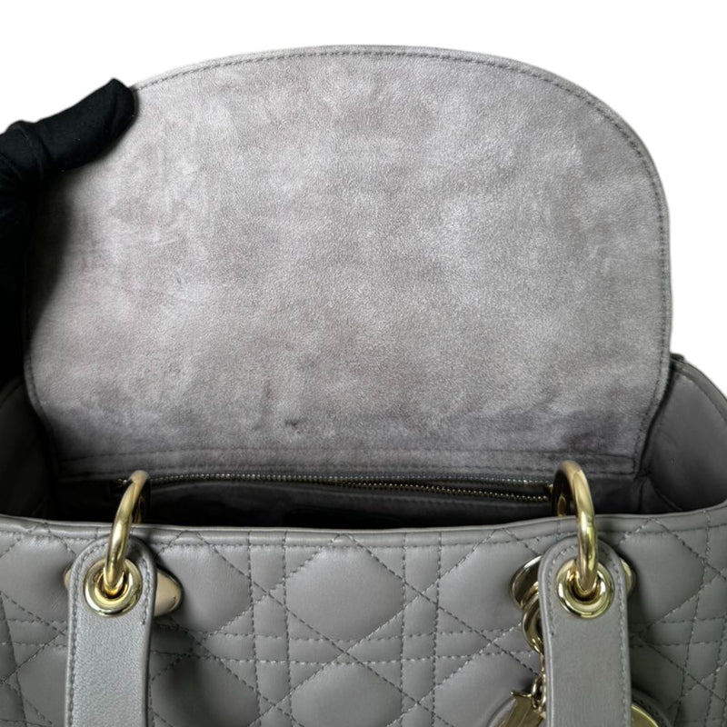 Medium Lady Dior Lambskin Quilted Grey GHW