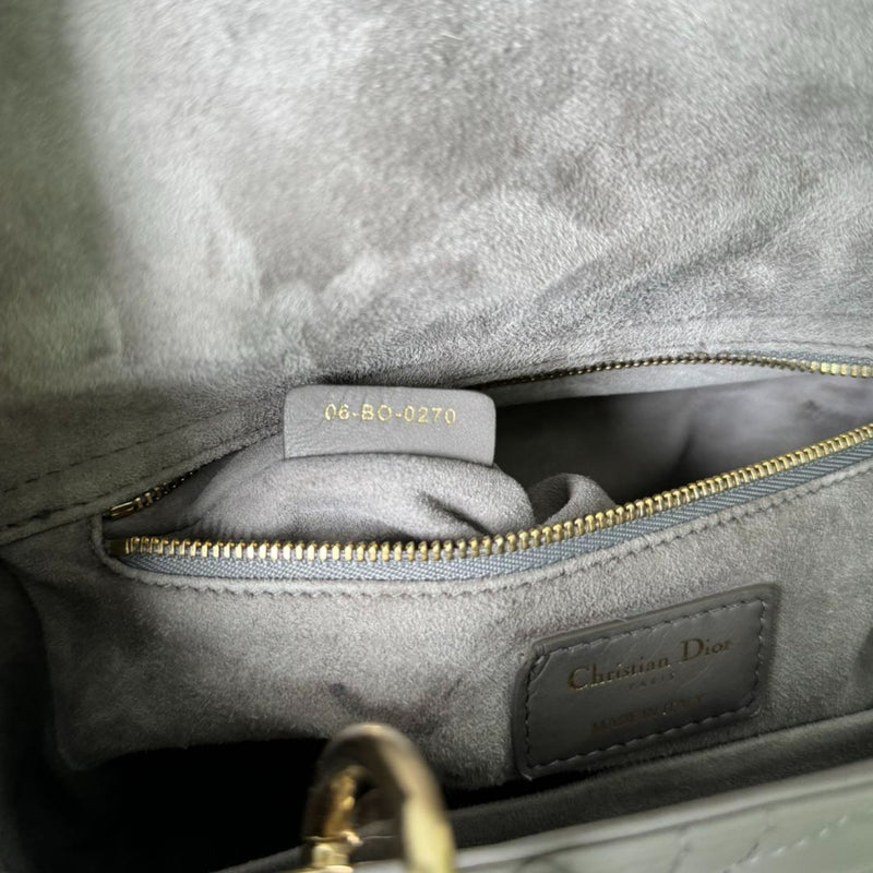 Medium Lady Dior Lambskin Quilted Grey GHW