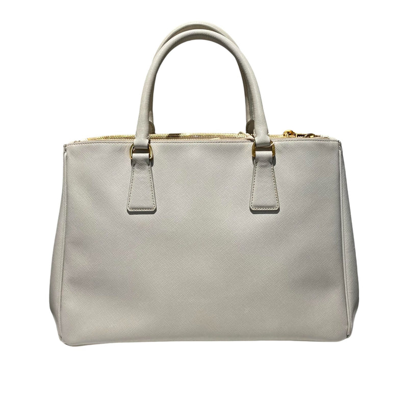 Galleria Double Zip Tote Small Saffiano White GHW