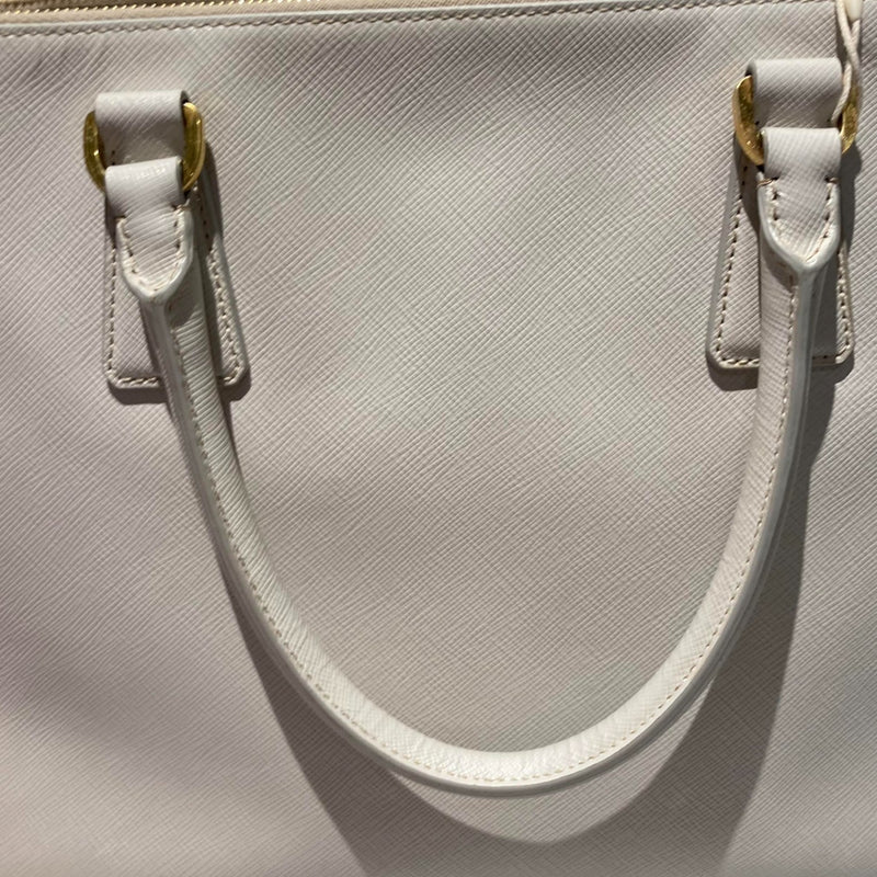 Galleria Double Zip Tote Small Saffiano White GHW