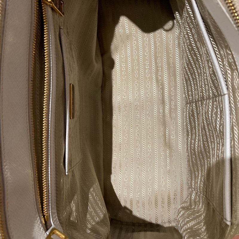 Galleria Double Zip Tote Small Saffiano White GHW