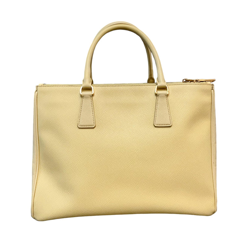 Galleria Double Zip Tote Small Saffiano Light Yellow GHW